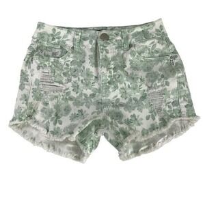 Sapphire Ink Shorts Junior‎ Size 3 White Green Floral Distress Jean